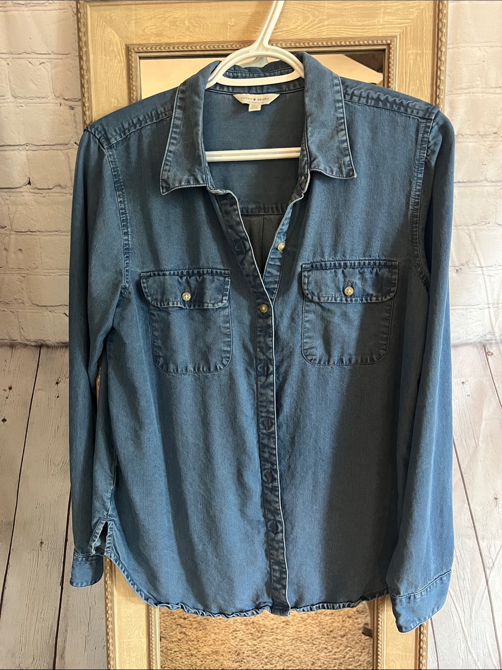 Women's Blue Denim Button-Up Shirt